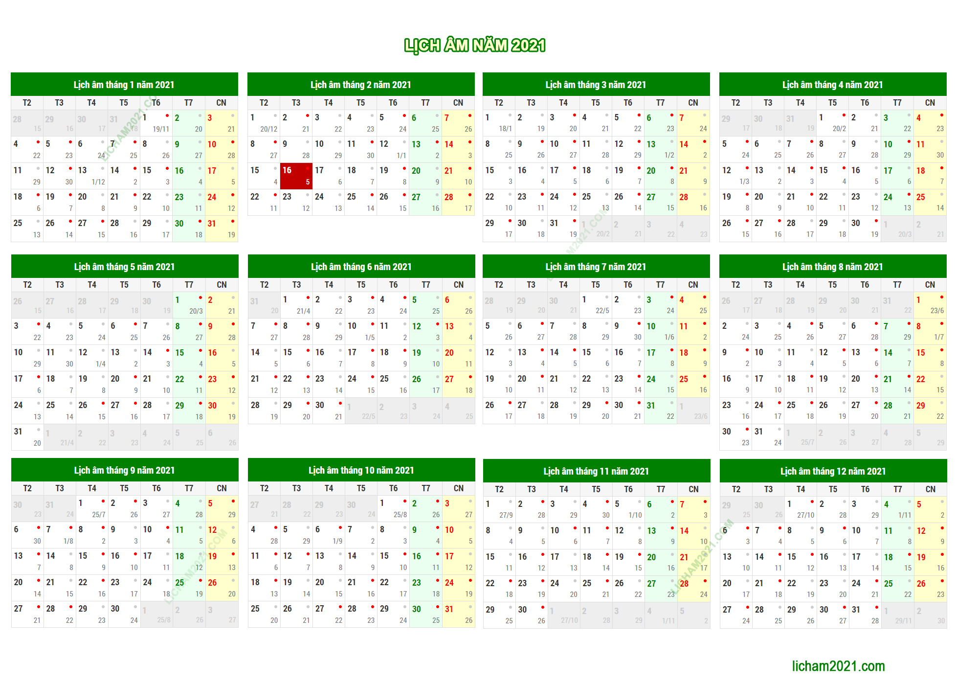 Lịch âm 2021 Lịch vạn niên 2021 Lịch 2021 năm Tân Sửu